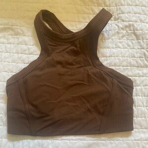 Lululemon Nulu Brown Ribbed High Beck Yoga Tank- Size 2